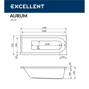 Акриловая ванна Excellent Aurum 170x70
