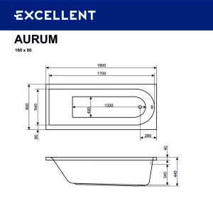 Акриловая ванна Excellent Aurum 180x80