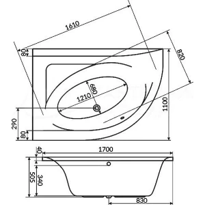 Акриловая ванна Excellent Aquarella 170x110 L