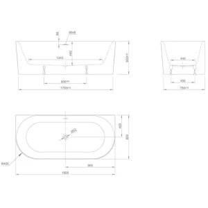 Ванна акриловая KNIEF Fresh Wall 180х80 0100-231