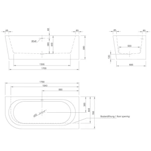 Ванна акриловая KNIEF Wall Corner L 180х80 0100-277-L