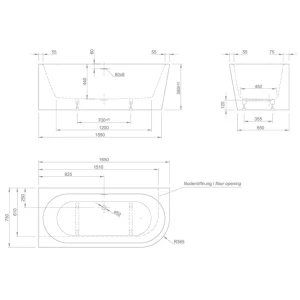 Ванна акриловая KNIEF Wall XS Corner R 165х75 0100-255-R