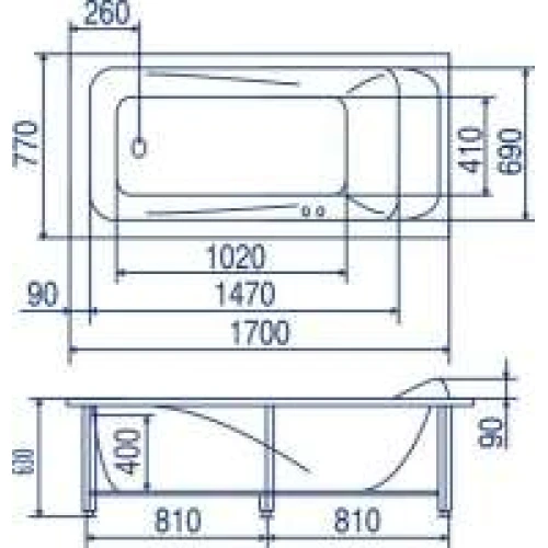 Акриловая ванна Bach Марианна 170х77 на каркасе