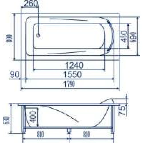 Акриловая ванна Bach Виктория 180х80 на каркасе