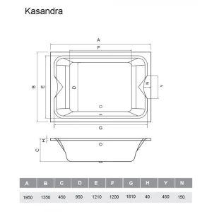Акриловая ванна Vayer Kasandra 195х135