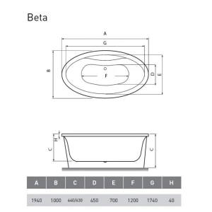 Акриловая ванна Vayer Beta 194x100