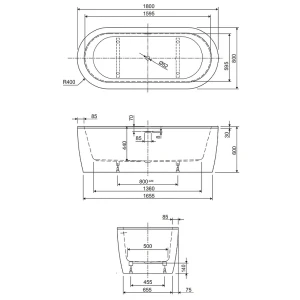 Акриловая ванна Cezares Slim Central 180x80