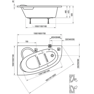 Акриловая ванна RAVAK Asymmetric 150x100 L C441000000
