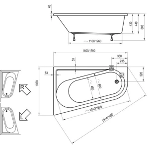 Акриловая ванна RAVAK Chrome 160x105 L CA51000000