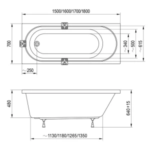Акриловая ванна RAVAK Sonata II 150x70 C633R00000