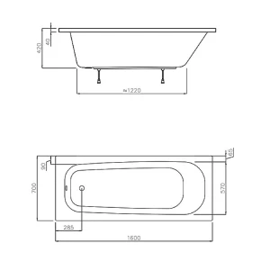 Акриловая ванна RAVAK Septima 150x70 C630S00000