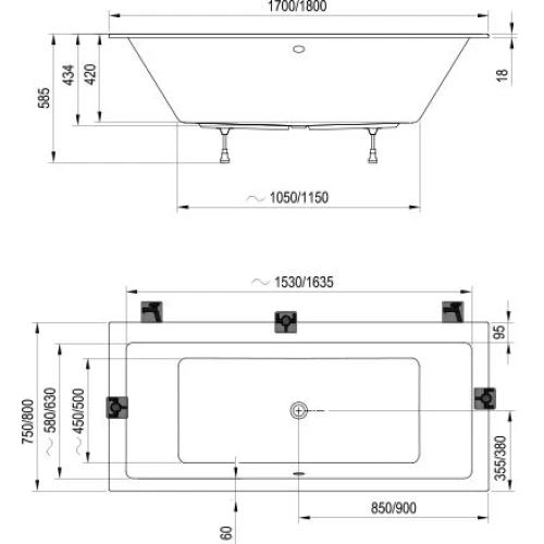 Акриловая ванна RAVAK Formy 01 Slim 180x80 C881300000