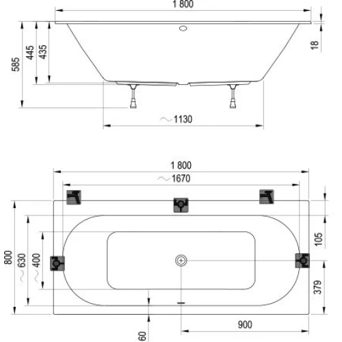 Акриловая ванна RAVAK City Slim 180x80 C921300000