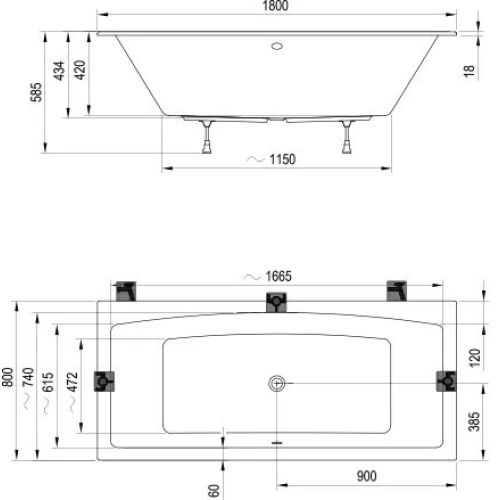 Акриловая ванна RAVAK Formy 02 Slim 180x80 C891300000
