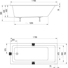 Акриловая ванна RAVAK 10° Slim 170x75 CA71300000