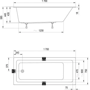 Акриловая ванна RAVAK 10° Slim 170x75 CA71300000
