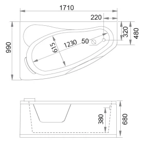 Акриловая ванна Gemy G9046 II B L 171х99