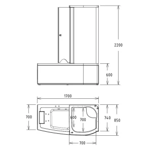 Акриловая ванна Gemy G8040 B R 170х85