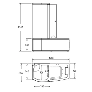 Акриловая ванна Gemy G8040 B L 170х85