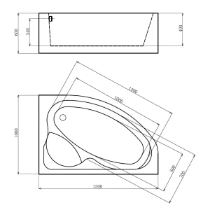 Акриловая ванна Gemy G9009 B R 150х100