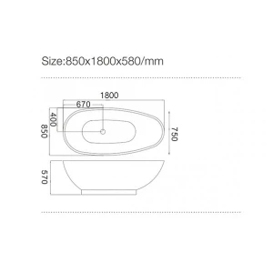 Акриловая ванна Frank F181 180x85 обсидиан