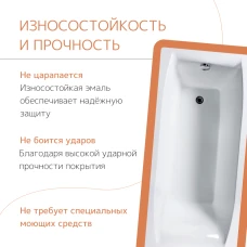 Чугунная ванна Tempra Laguna 150x70 квадратные ручки