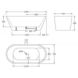 Акриловая ванна BelBagno BB61-1700-W0 170x75