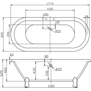 Акриловая ванна BelBagno BB21 177x80
