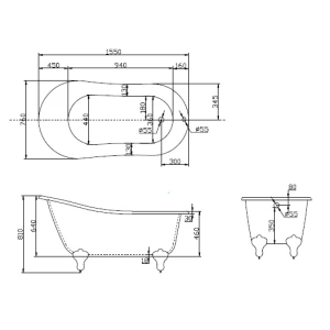 Акриловая ванна BelBagno BB06 155x76