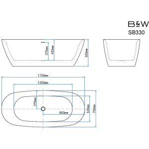 Акриловая ванна Black&White Swan SB330 Grey 170x78