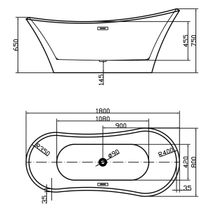Акриловая ванна Swedbe Vita 180х80 8834