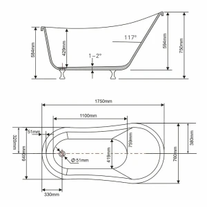 Акриловая ванна Swedbe Vita 175х76 8819CH