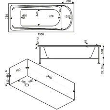 Акриловая ванна BAS Бриз 150x75