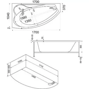Акриловая ванна BAS Николь 170x104 L