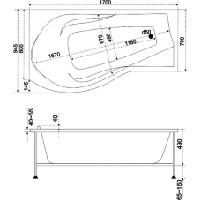 Акриловая ванна BAS Капри 170x95 L