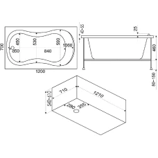 Акриловая ванна BAS Кэмерон 120x70