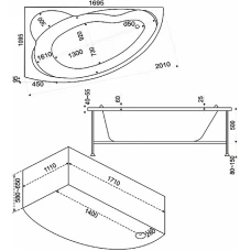 Акриловая ванна BAS Лагуна 170x110 L