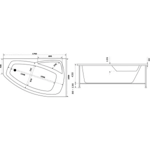 Акриловая ванна BAS Камея PRO 170x105 R