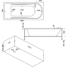 Акриловая ванна BAS Верона 150x70