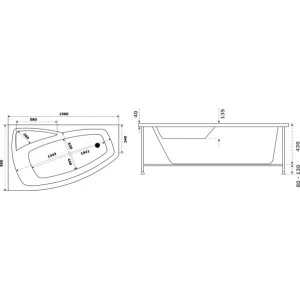Акриловая ванна BAS Камея PRO 150x90 L