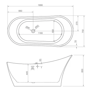 Акриловая ванна ABBER AB9245 169х75
