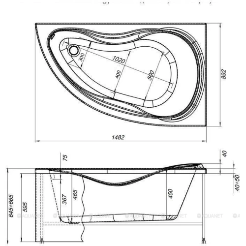 Акриловая ванна Aquanet Maldiva 150x90 R