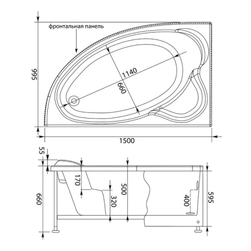 Акриловая ванна Aquanet Mayorca 150x100 R