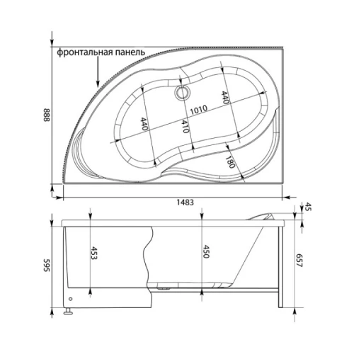 Акриловая ванна Aquanet Graciosa 150x90 R