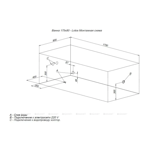 Акриловая ванна Aquanet Lotos 175x80