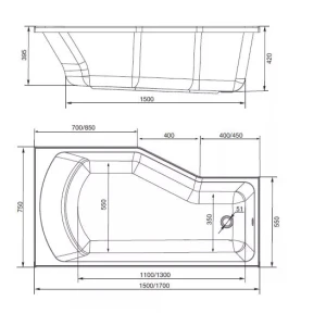 Акриловая ванна Marka One Convey 170x75 L