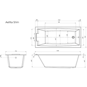 Акриловая ванна Marka One Aelita Slim 150х75