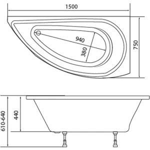 Акриловая ванна 1MarKa Piccolo 150x75 L