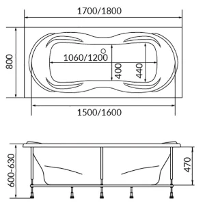 Акриловая ванна 1MarKa Dinamica 170x80
