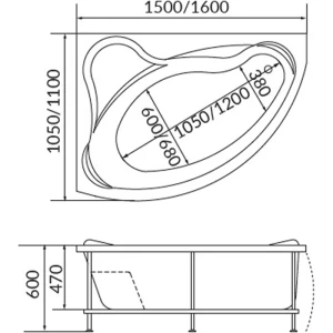 Акриловая ванна 1MarKa Catania 150x105 L